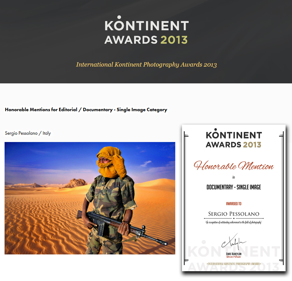 Kontinent Awards 2013 - Sergio Pessolano Honorable Mention - "Desert Soldier" by Sergio Pessolano
